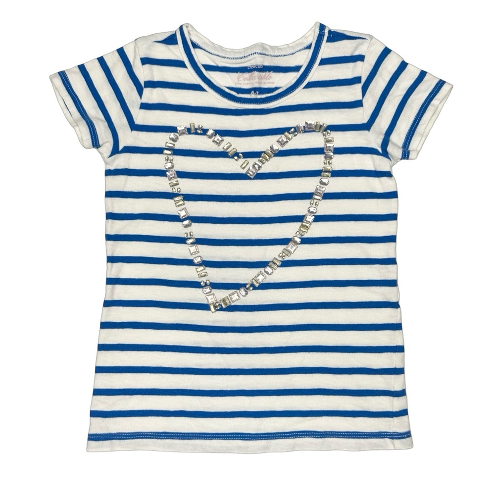 Crewcuts Rhinestone Heart Stripe Tee‎